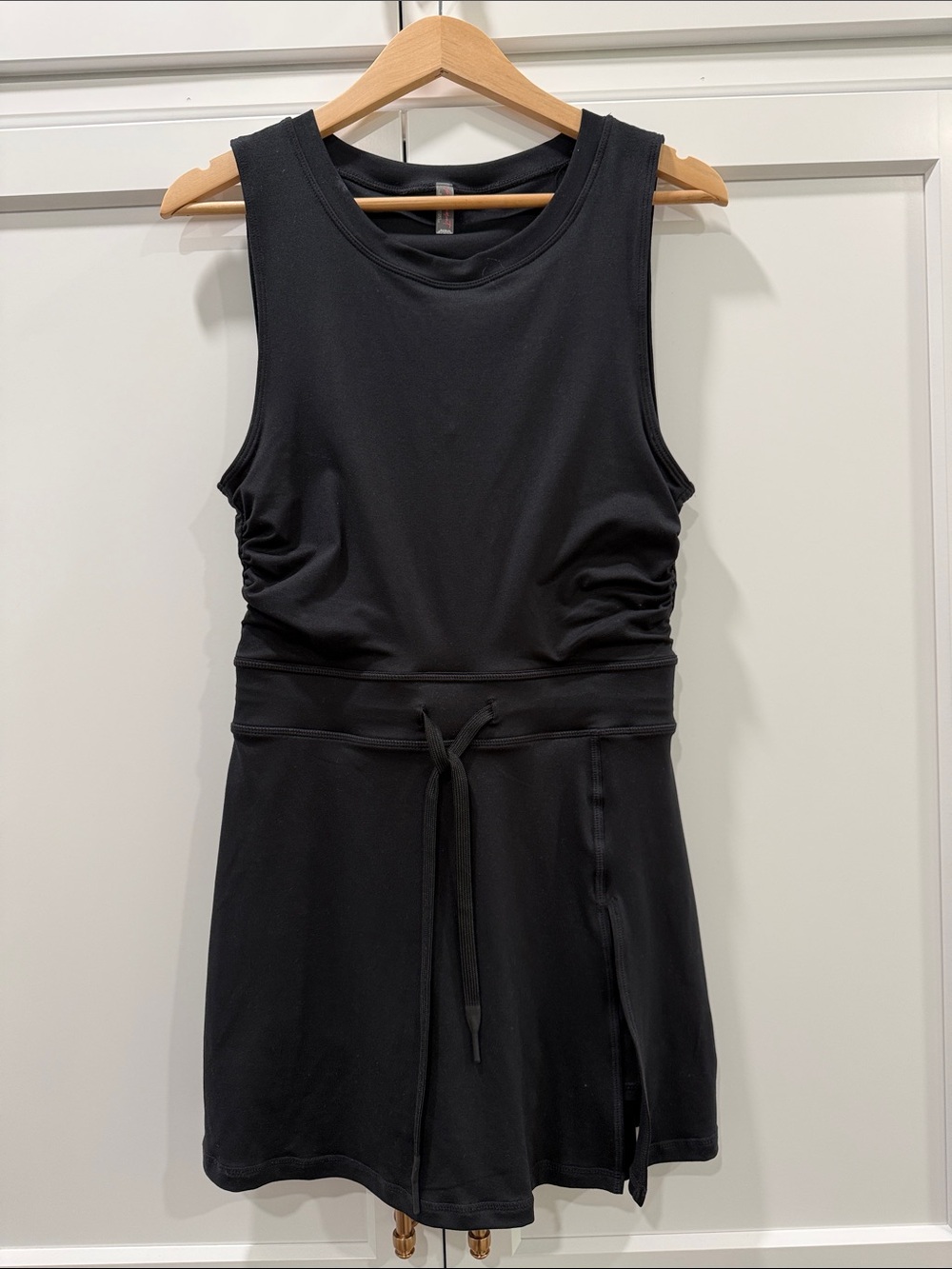 Free People Black Sleeveless Drawstring Waist Mini Dress